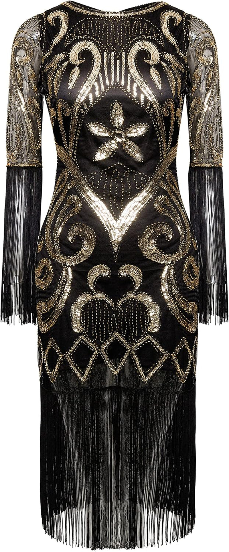 1920S Flapper Dress Long Fringe Gatsby Dress Roaring 20S Sequin Beaded Dress Vintage Art Deco Dress