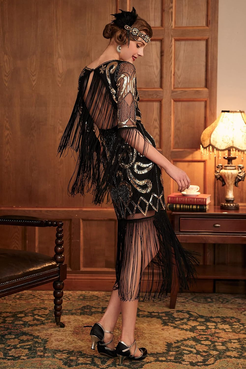 1920S Flapper Dress Long Fringe Gatsby Dress Roaring 20S Sequin Beaded Dress Vintage Art Deco Dress