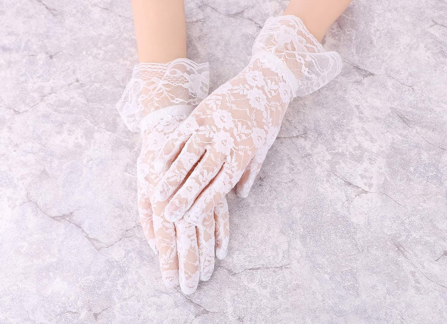 Women'S Vintage Sheer Floral Lace Wrist Length Gloves