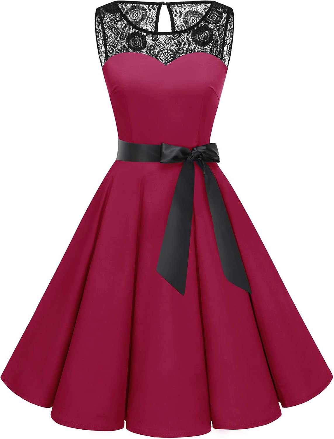 Women'S 1950S Vintage Rockabilly Swing Dress Lace Cocktail Prom Party Wedding Guest Dress