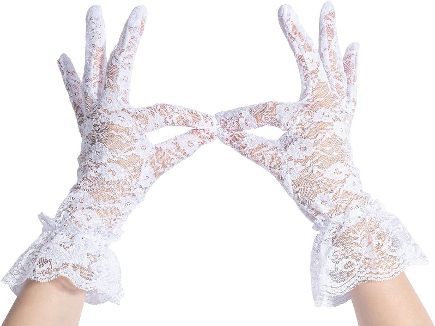 Women'S Vintage Sheer Floral Lace Wrist Length Gloves