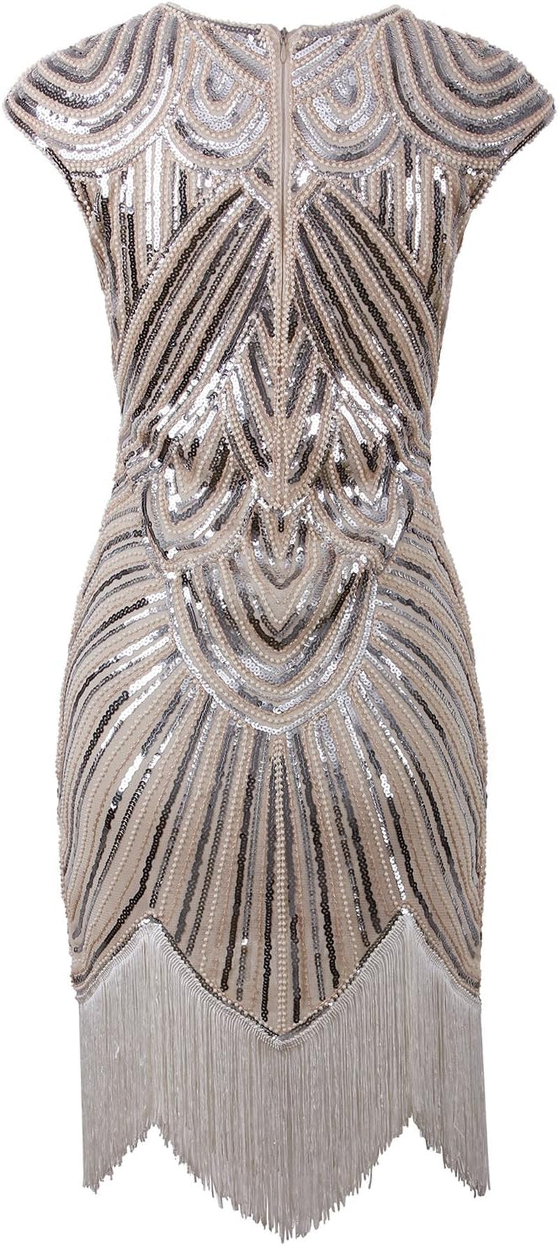 Women'S 1920S Vintage Embellished Sequin Beaded Flapper Evening Dress