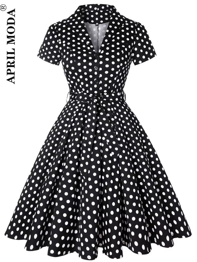 2025 Robe De Cocktail Pinup Rockabilly Dress Midi Cotton Tunic Jurken Causal Vintage 60S 1950S Big Swing Summer Party Sundress